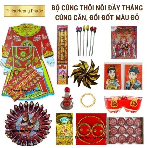 Trọn bộ cúng thôi nôi, đầy tháng màu đỏ